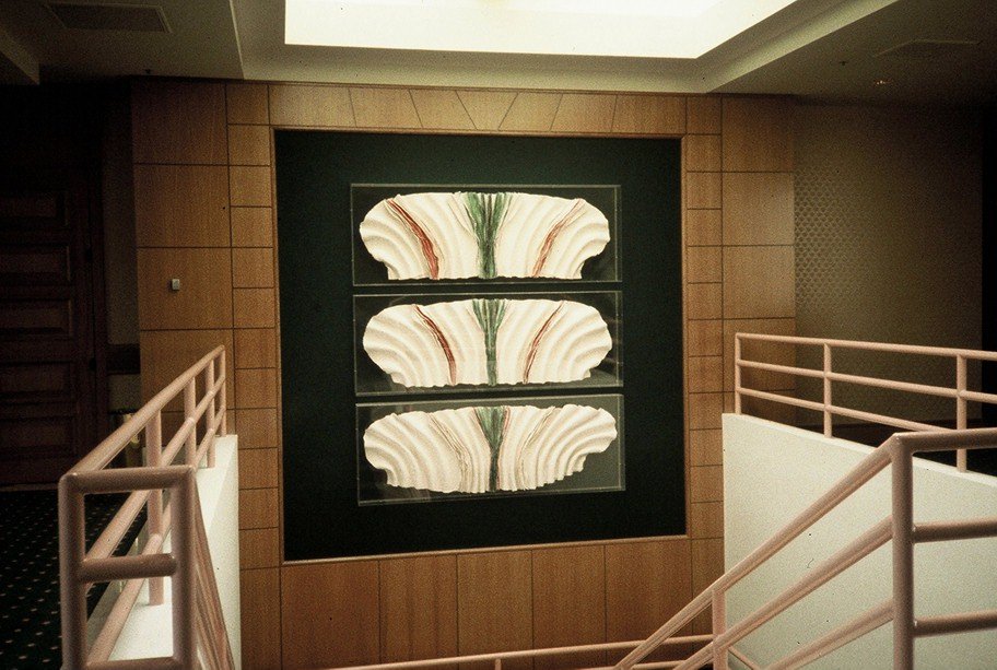 A two-story sculpture from a hotel staircase